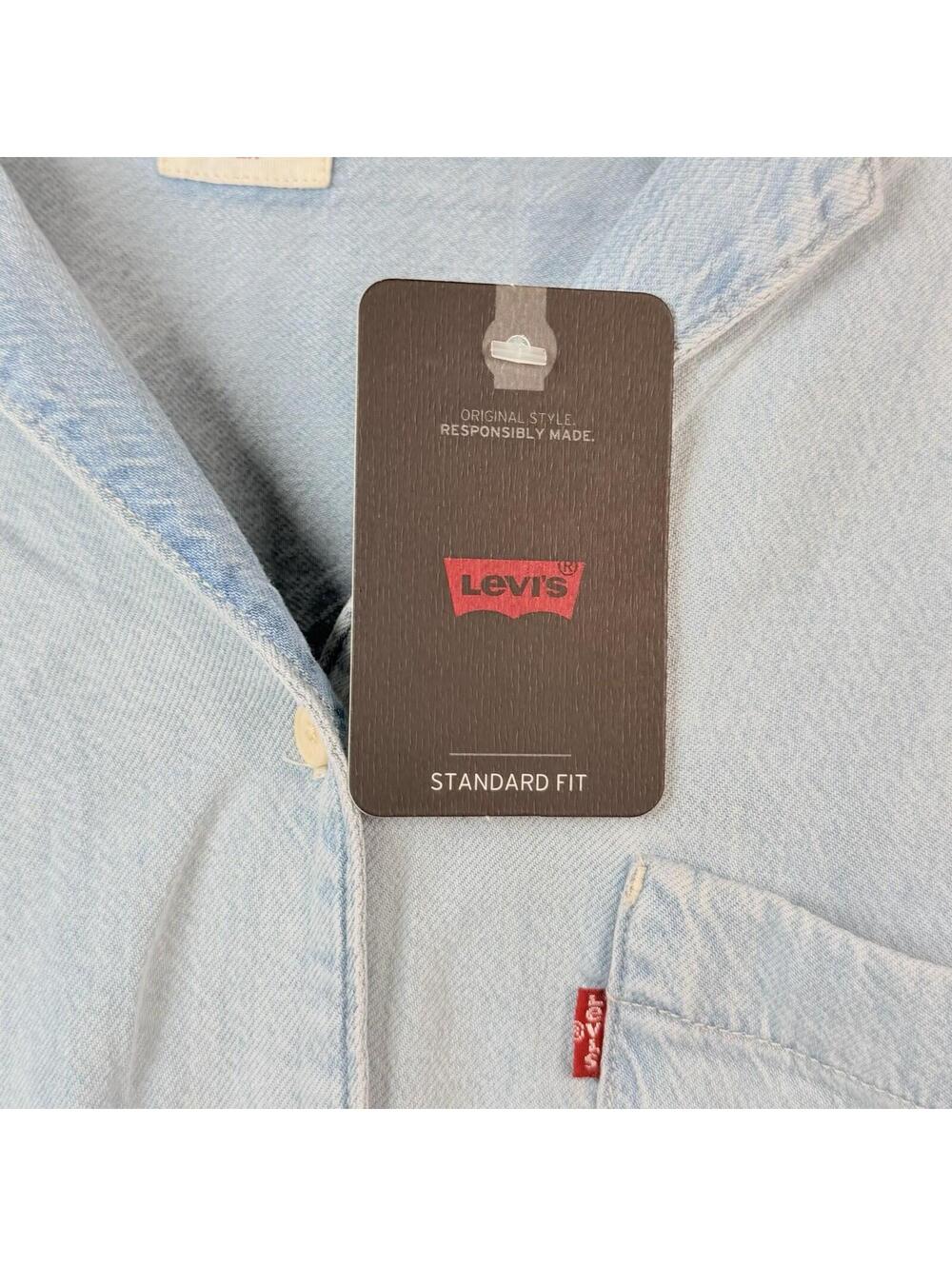 Levi's Women Short Sleeve Soft Demin Button Down 2X Standard Fit Light Wash NWT - Picture 5 of 9